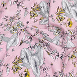 3 Metres, Premium Quality, Printed Dressmaking Viscose - 55" Wide (Baby Pink Floral)
