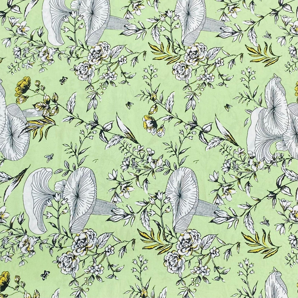 3 Metres, Premium Quality, Printed Dressmaking Viscose - 55" Wide (Light Green)