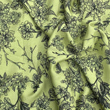 3 Metres, Premium Quality, Printed Dressmaking Viscose - 55" Wide (Green & Black)
