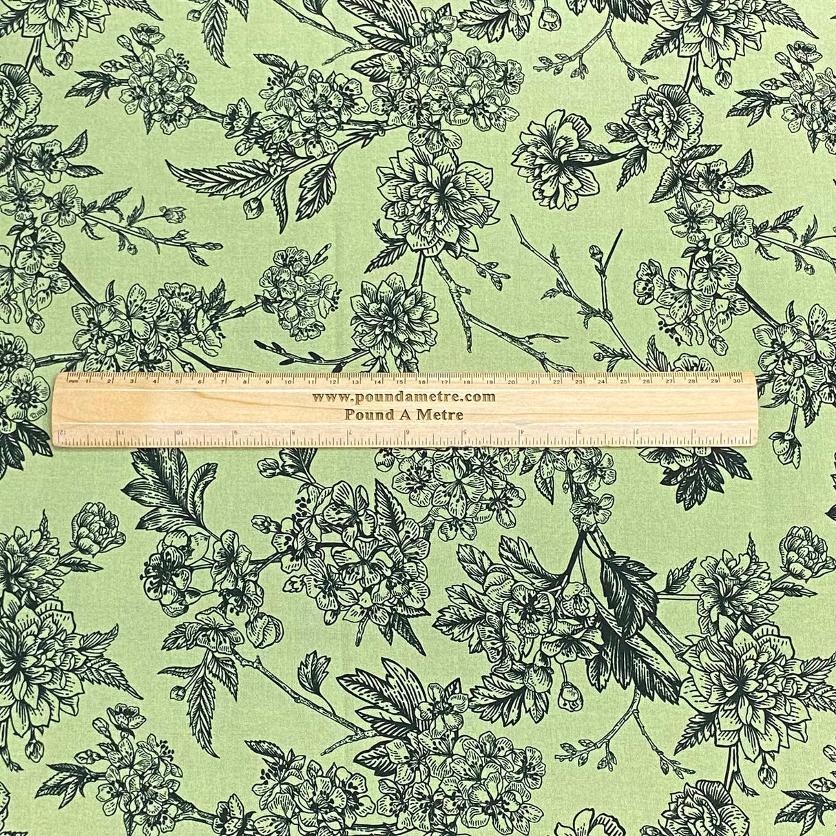 3 Metres, Premium Quality, Printed Dressmaking Viscose - 55" Wide (Green & Black)