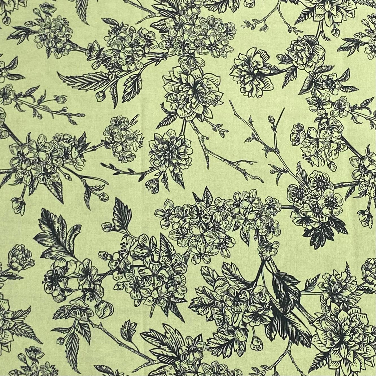 3 Metres, Premium Quality, Printed Dressmaking Viscose - 55" Wide (Green & Black)