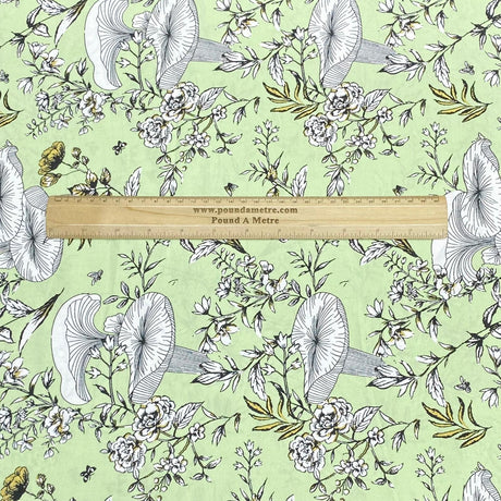 3 Metres, Premium Quality, Printed Dressmaking Viscose - 55" Wide (Light Green)