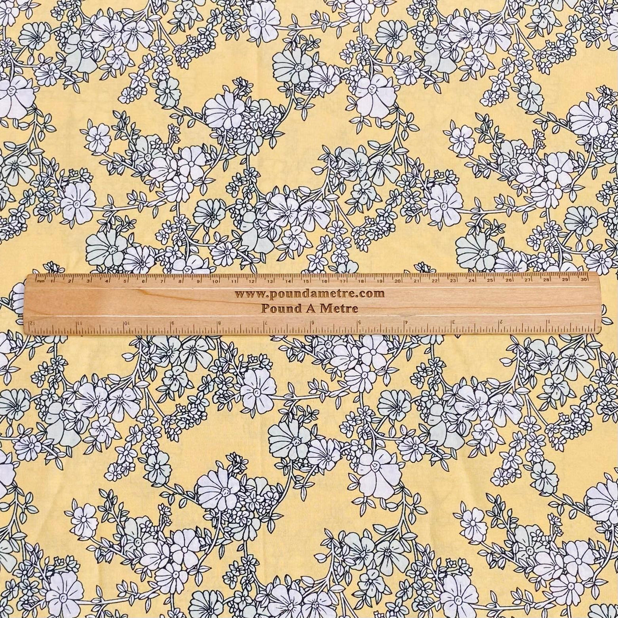 3 Metres, Premium Quality, Printed Dressmaking Viscose - 55" Wide (Mustard Flower)
