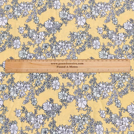 3 Metres, Premium Quality, Printed Dressmaking Viscose - 55" Wide (Mustard Flower)