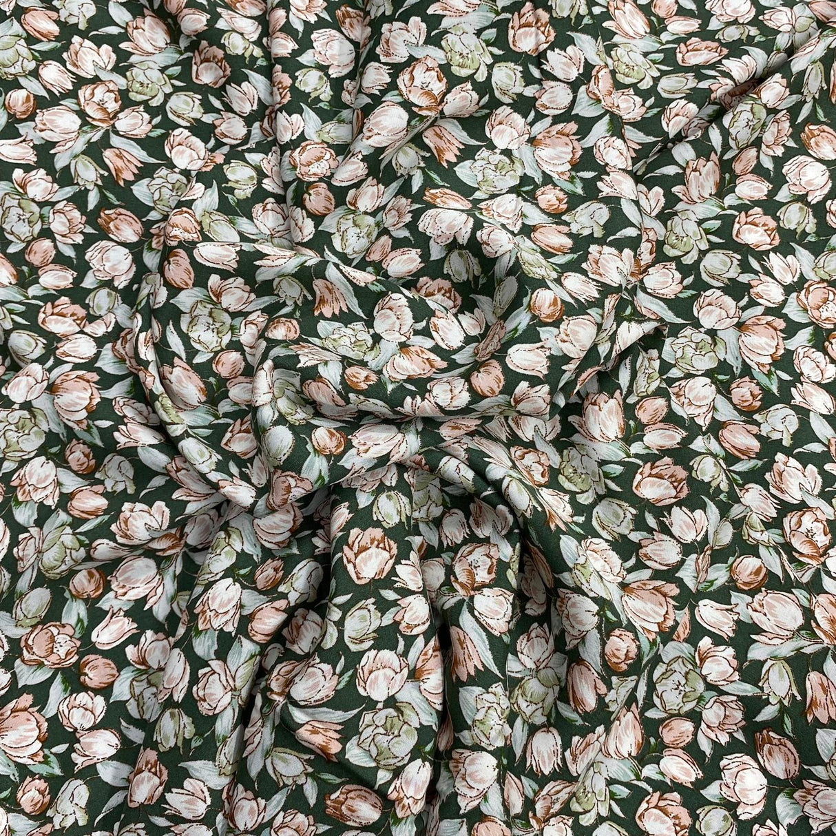 3 Metres, Premium Quality, Printed Dressmaking Viscose - 55" Wide (Big Flower)