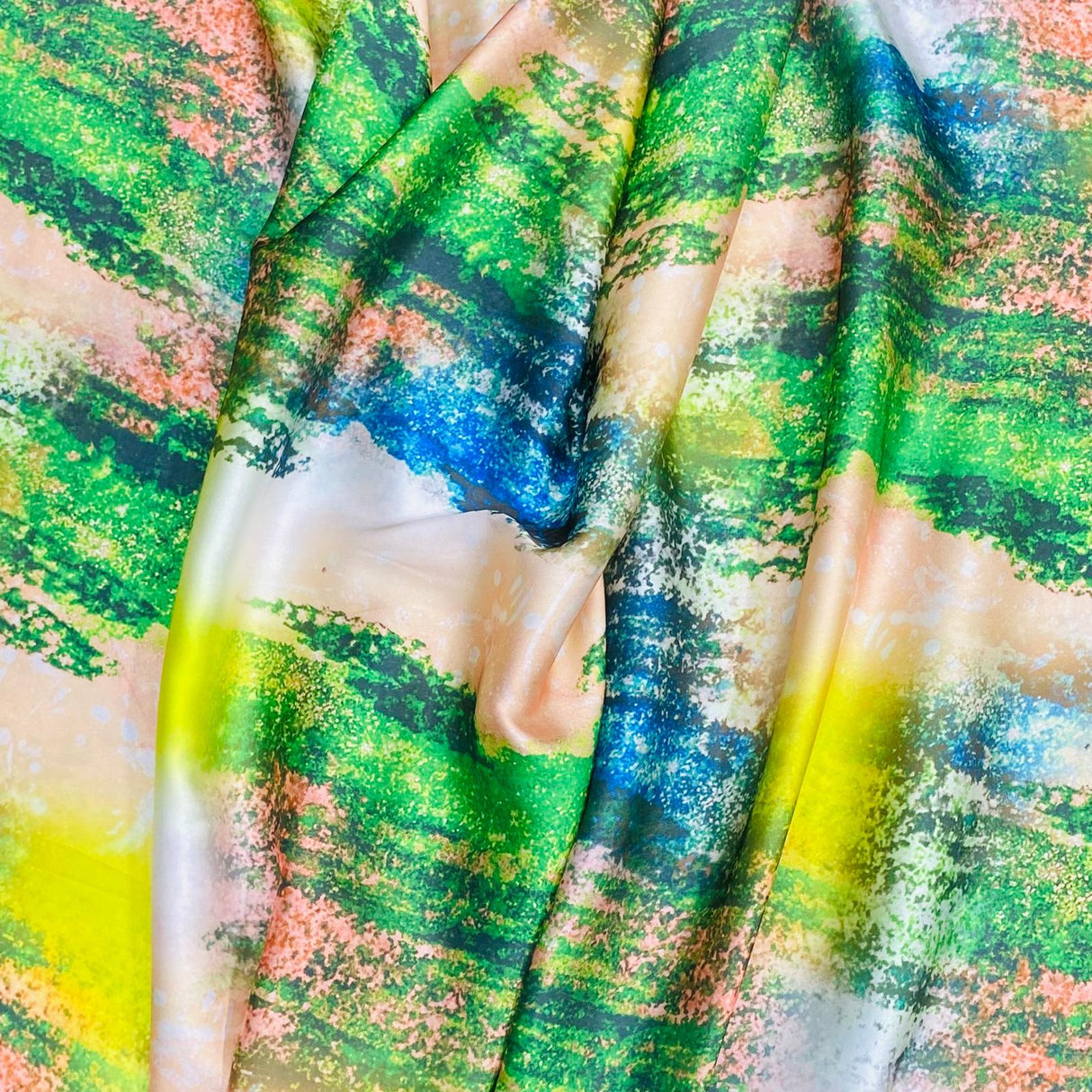 3 Metres Luxury Lounge Wear Printed Satin 55” Wide (Spray Paint)