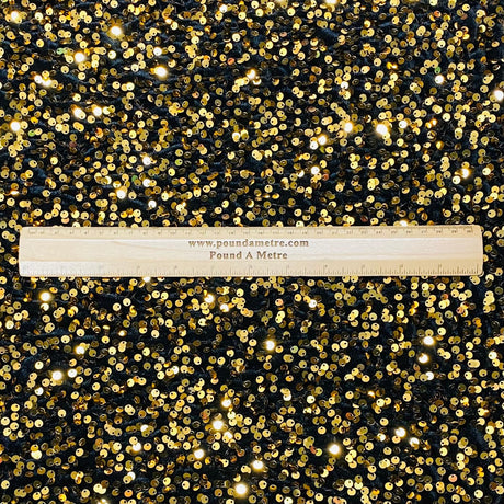 Luxurious Sequins On Velvet- 55" Wide - (Black & Gold)