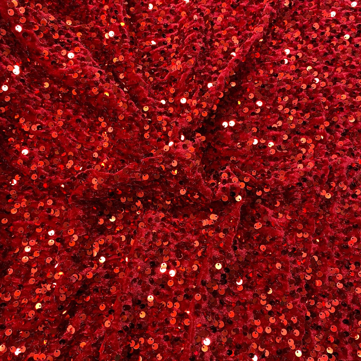 Luxurious Sequins On Velvet- 55" Wide - (Red)