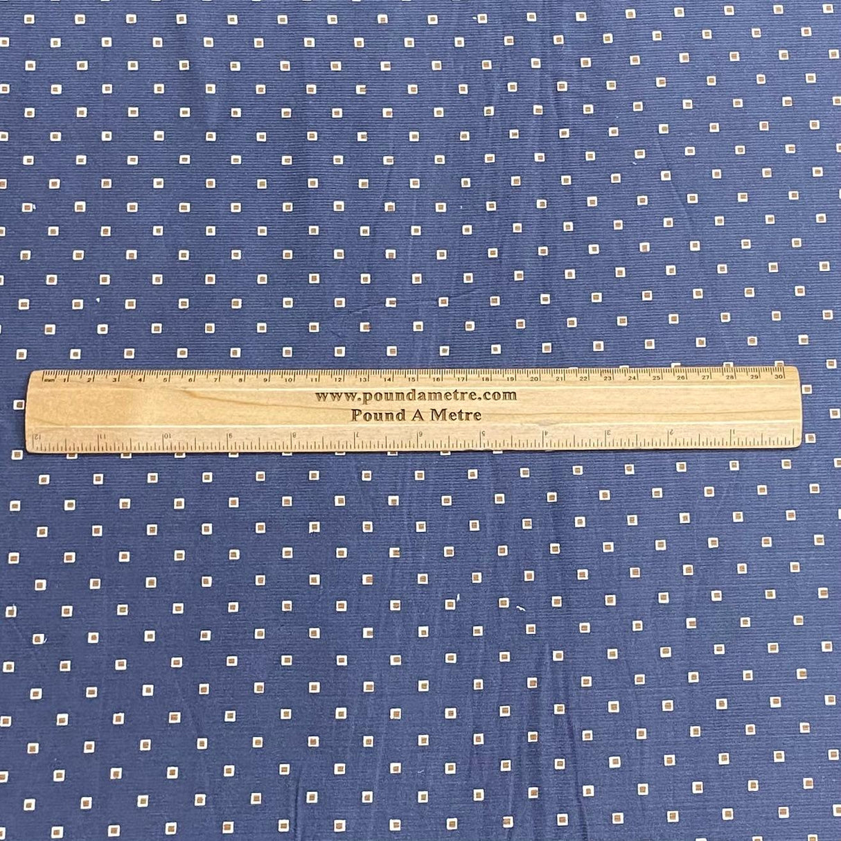 3 Metres Printed Needle Cord Cotton Corduroy 55" Wide  (Blue Squares)