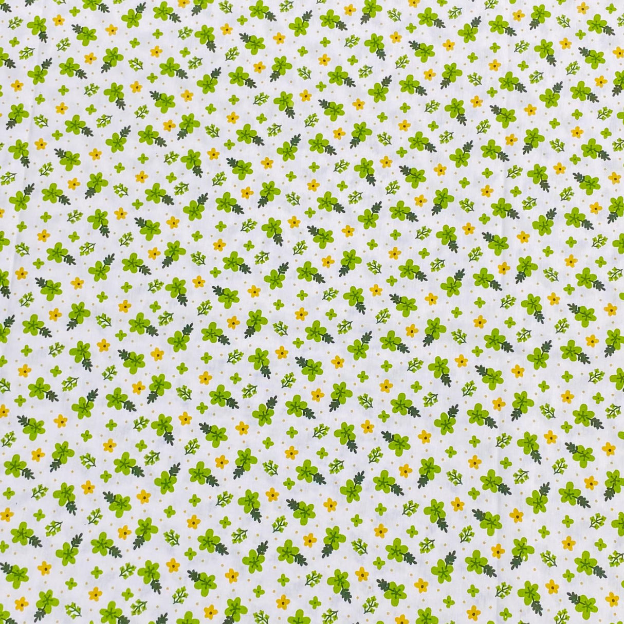 3 Metres Luxury 100% Cotton - 36" Wide - (White & Green Floral)