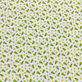 3 Metres Luxury 100% Cotton - 36" Wide - (White & Green Floral)