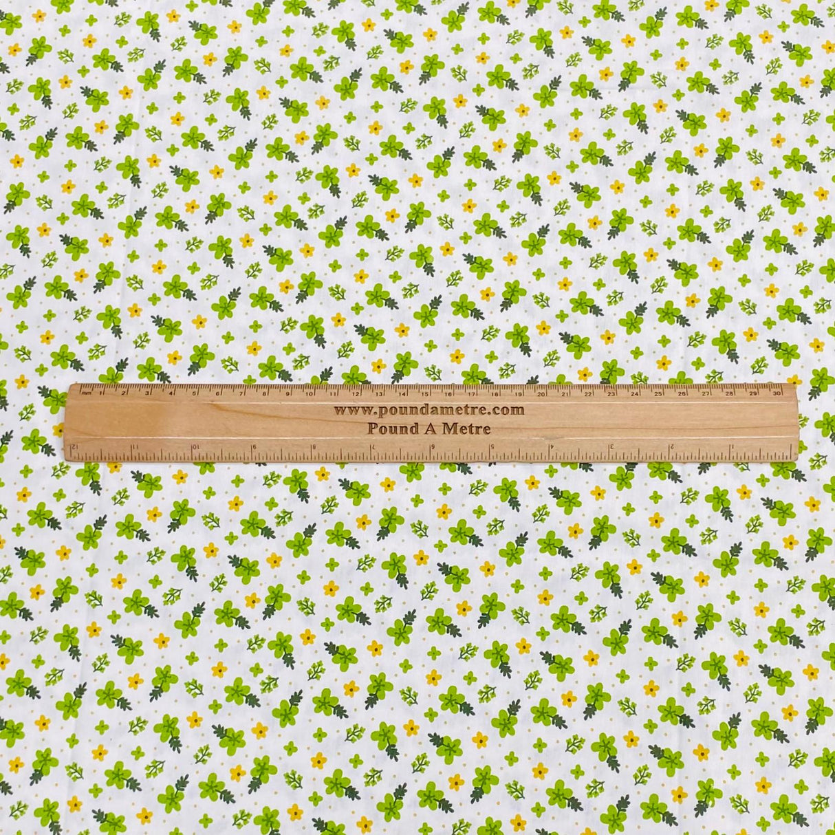 3 Metres Luxury 100% Cotton - 36" Wide - (White & Green Floral)