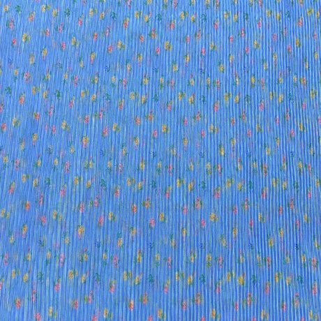 3 Metres, Soft Touch Stretch Printed Crepe - 55" Wide (Blue Floral)