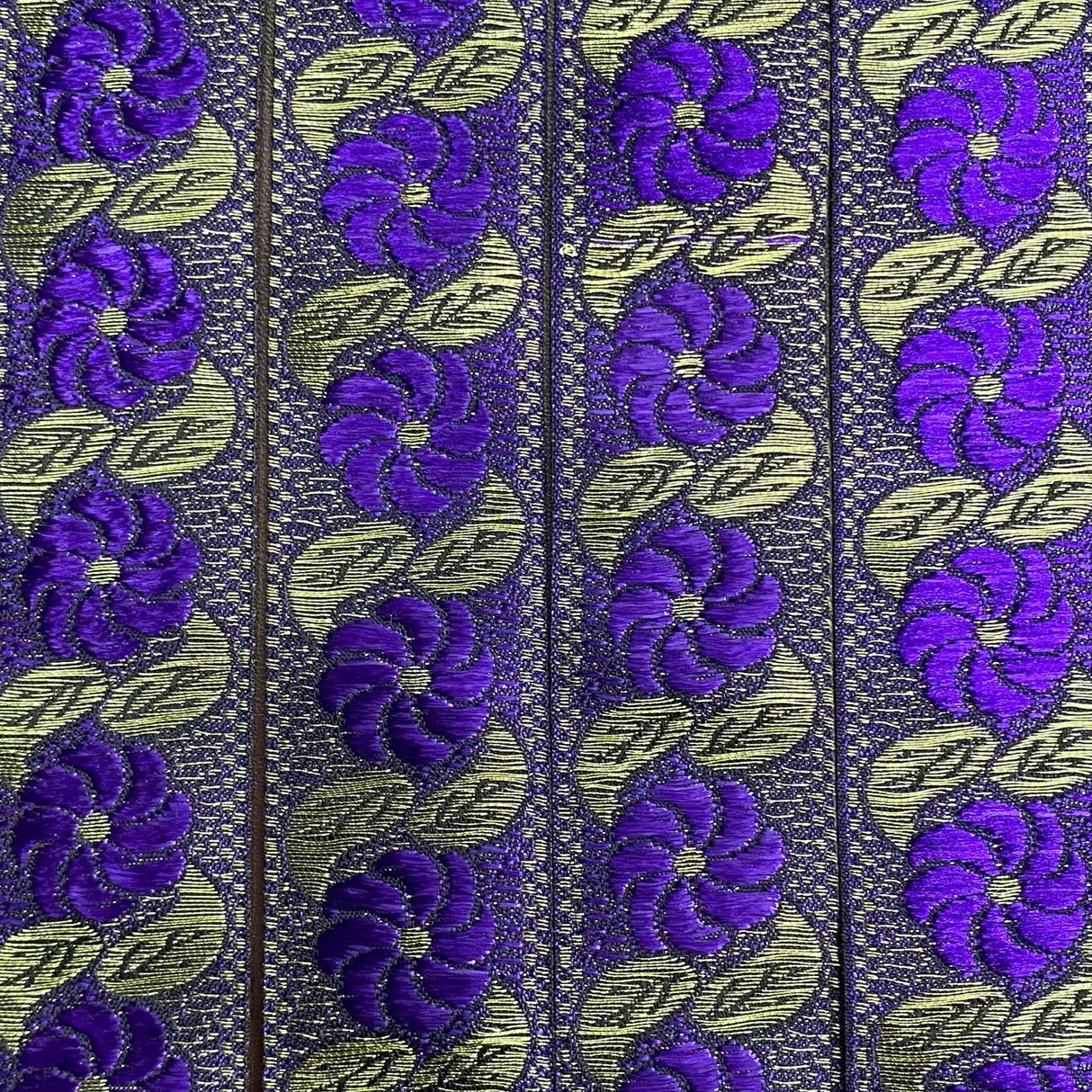 Per Metre, Metallic Trimming, 25mm Wide (Purple Floral)