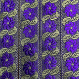 Per Metre, Metallic Trimming, 25mm Wide (Purple Floral)