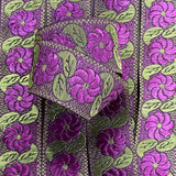 Per Metre, Metallic Trimming, 25mm Wide (Magenta Floral)