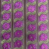 Per Metre, Metallic Trimming, 25mm Wide (Magenta Floral)