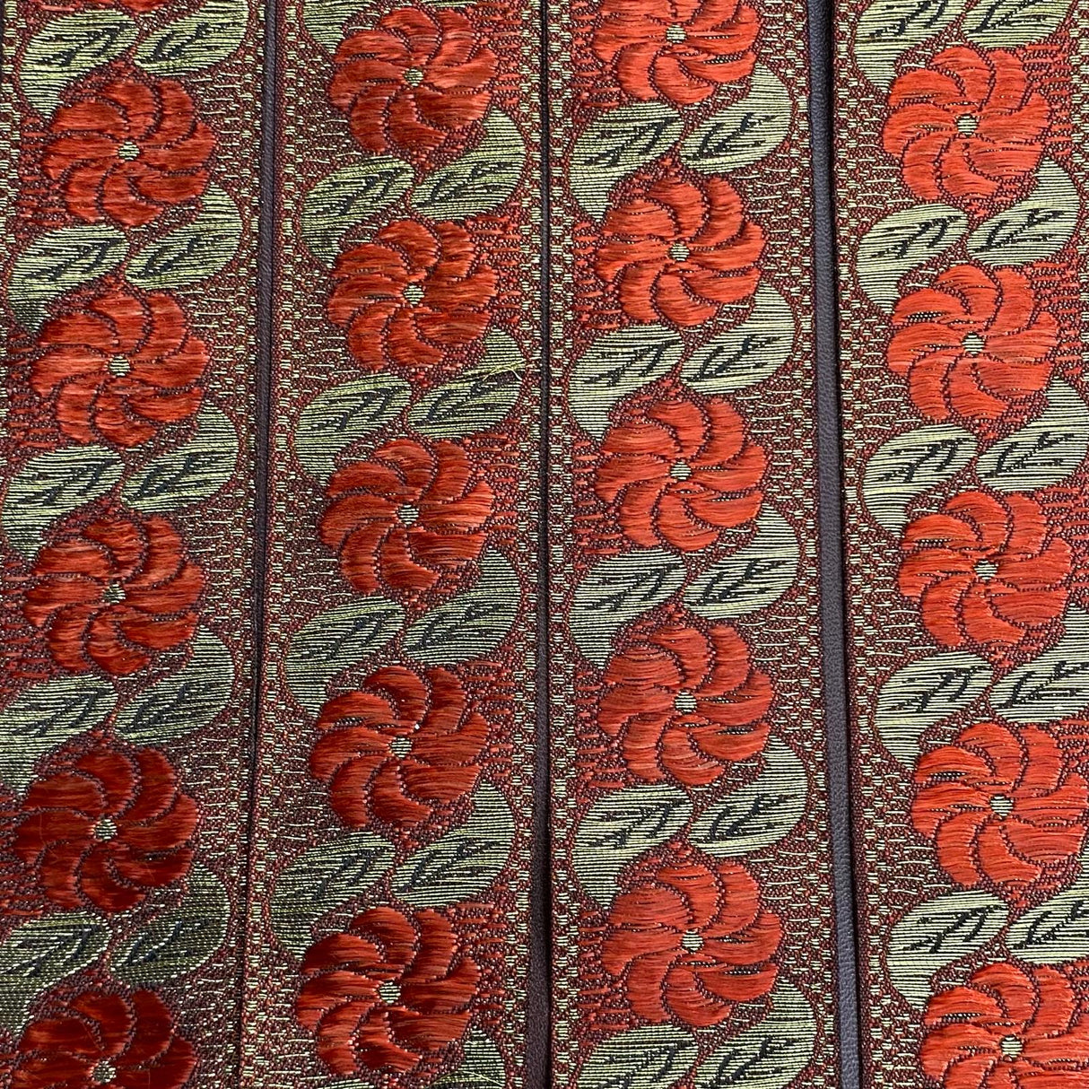 Per Metre, Metallic Trimming, 25mm Wide (Red Floral)