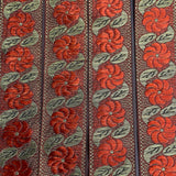 Per Metre, Metallic Trimming, 25mm Wide (Red Floral)