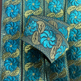 Per Metre, Metallic Trimming, 25mm Wide (Sky Floral)