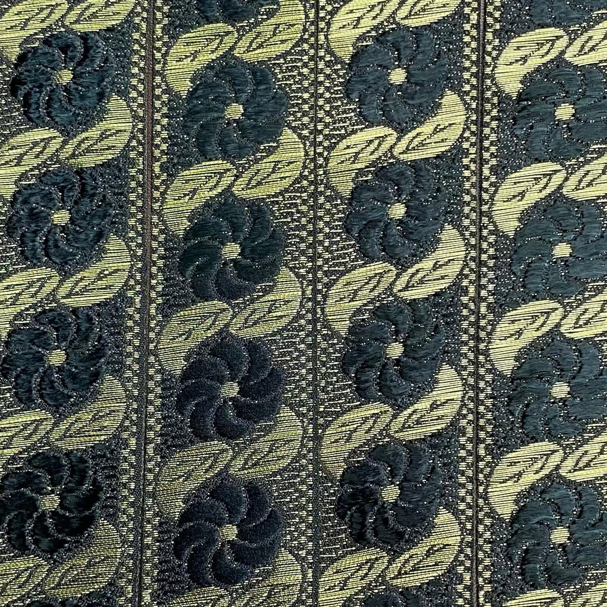 Per Metre, Metallic Trimming, 25mm Wide (Black Floral)