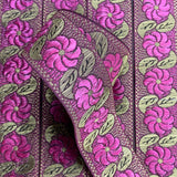 Per Metre, Metallic Trimming, 25mm Wide (Cerise Floral)