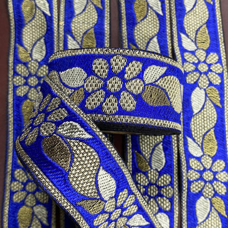Per Metre, Metallic Trimming, 25mm Wide (Royal & Gold)