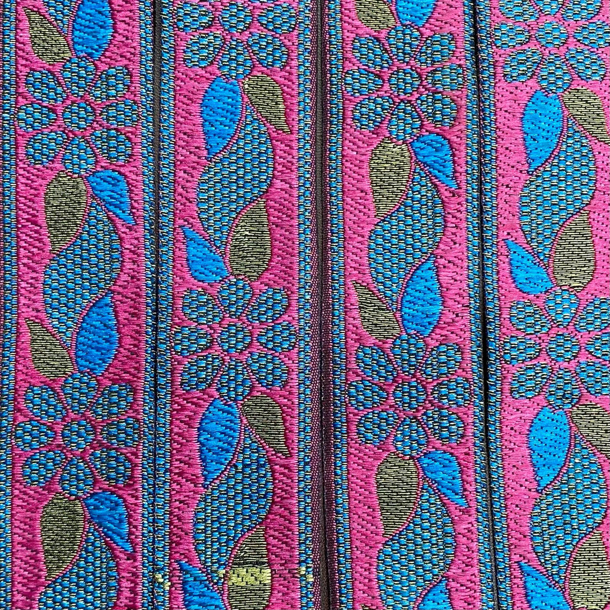 Per Metre, Metallic Trimming, 25mm Wide (Cerise & Blue)