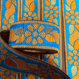 Per Metre, Metallic Trimming, 25mm Wide (Blue & Orange)