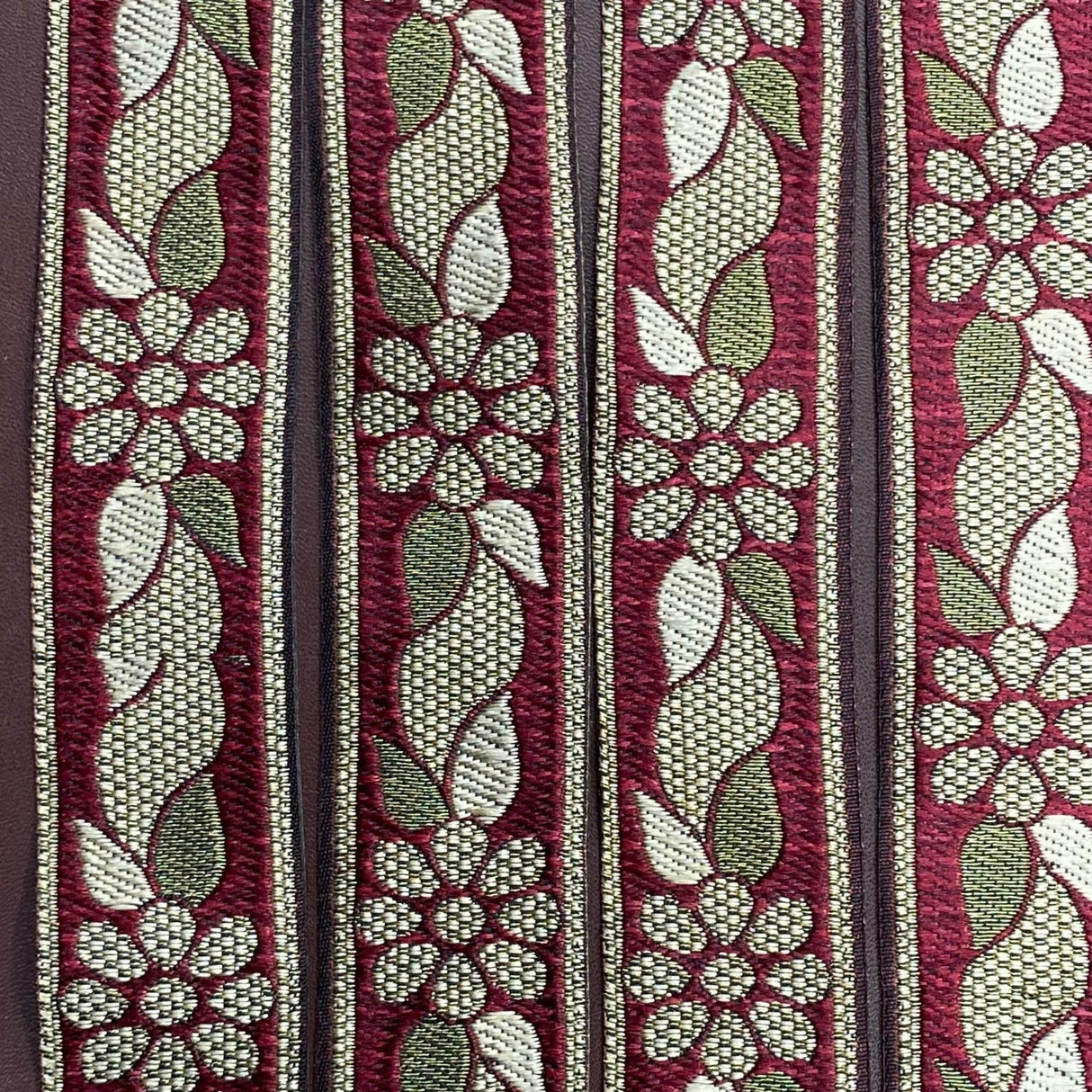 Per Metre, Metallic Trimming, 25mm Wide (Maroon & Peach)