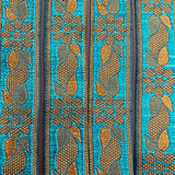 Per Metre, Metallic Trimming, 25mm Wide (Teal & Orange)