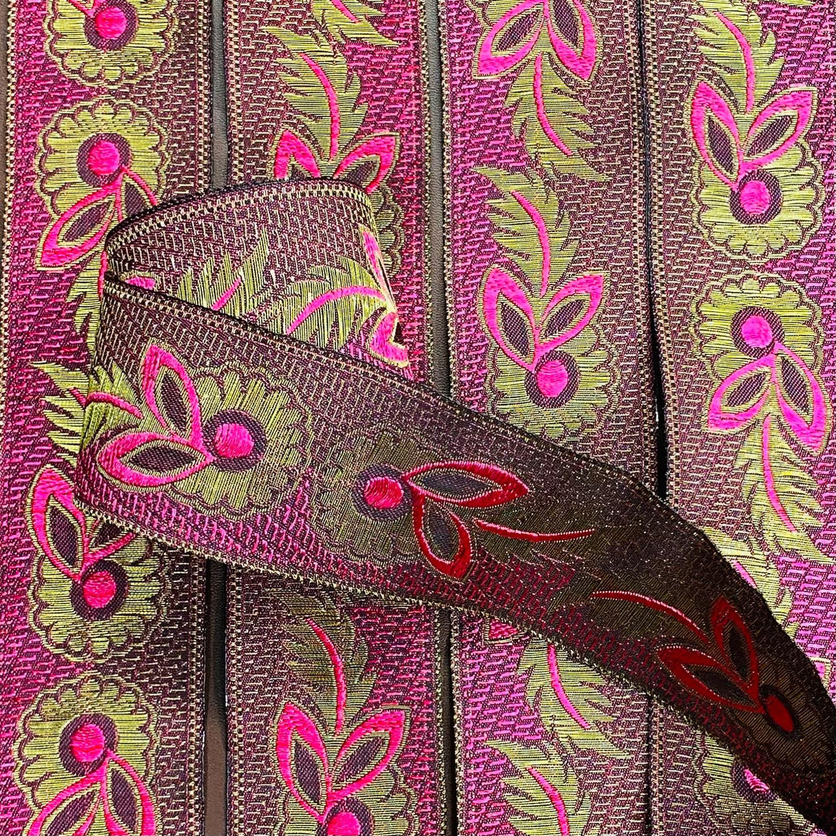 Per Metre, Metallic Trimming, 45mm Wide (Pink & Gold)