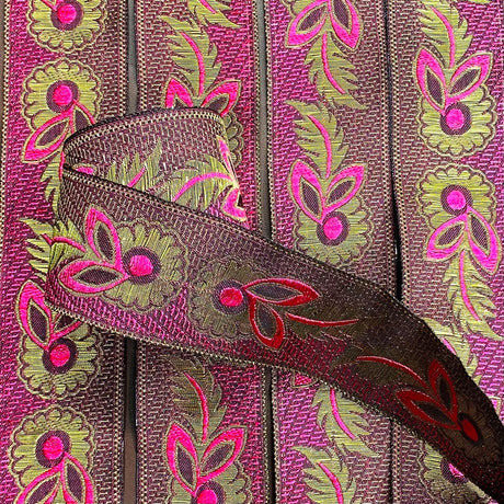 Per Metre, Metallic Trimming, 45mm Wide (Pink & Gold)