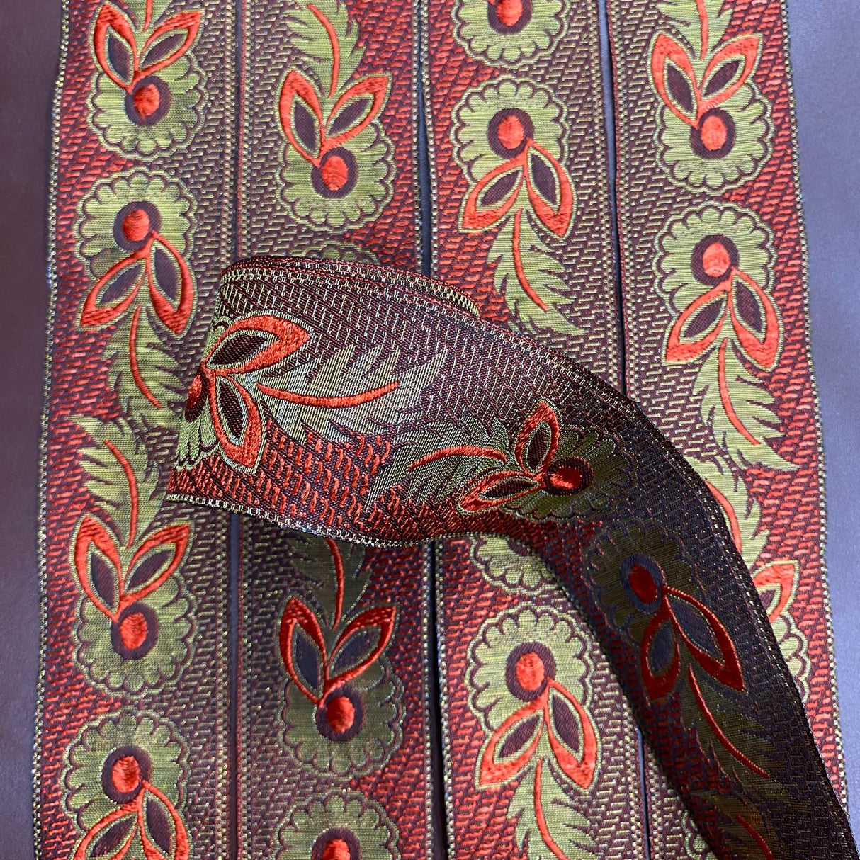 Per Metre, Metallic Trimming, 45mm Wide (Red & Gold)