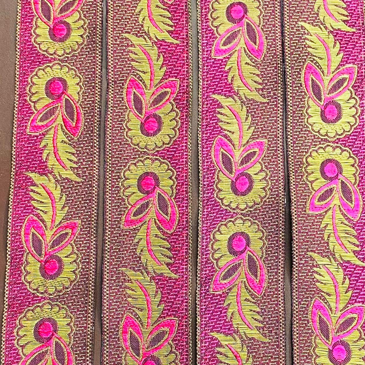 Per Metre, Metallic Trimming, 45mm Wide (Pink & Gold)