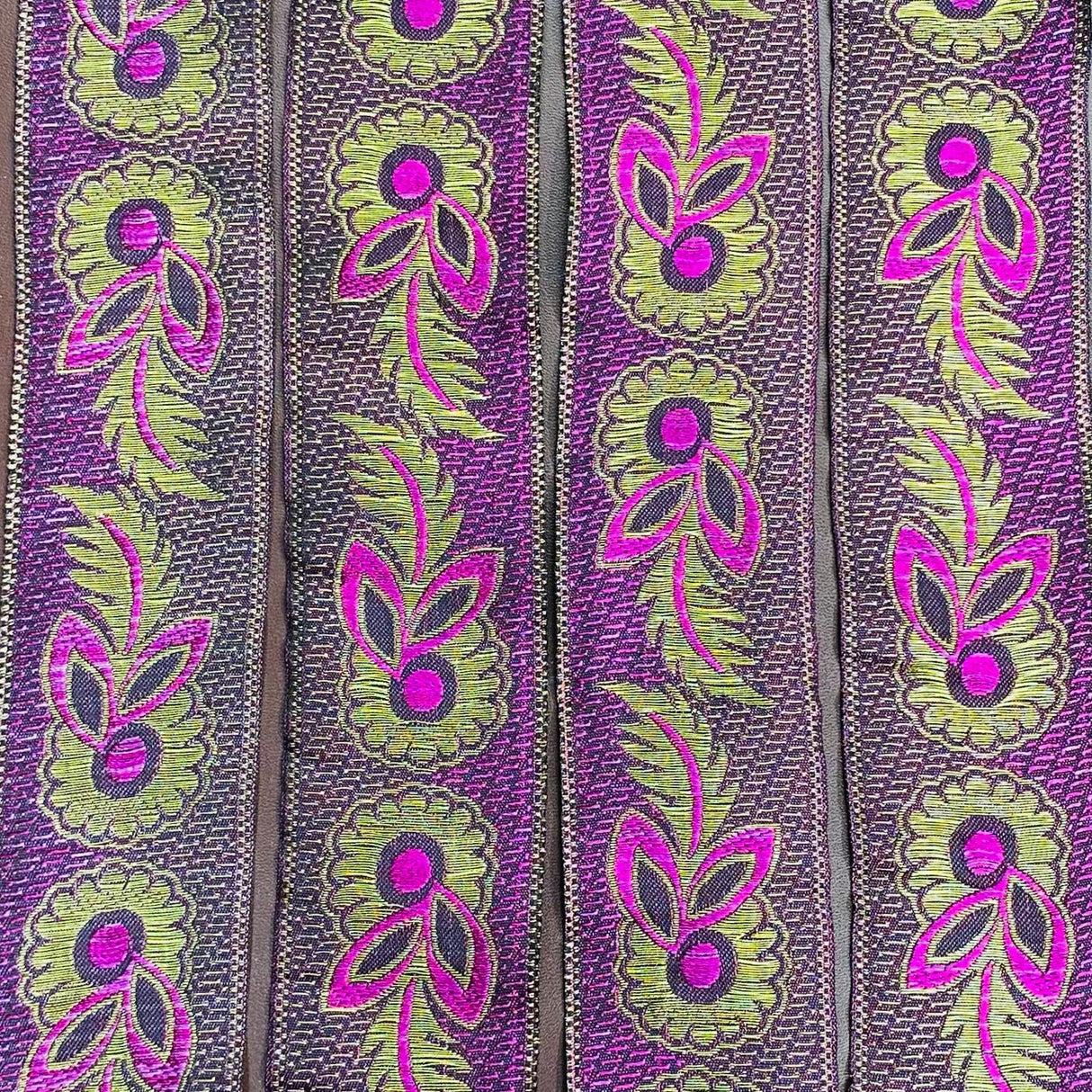 Per Metre, Metallic Trimming, 45mm Wide (Purple & Gold)