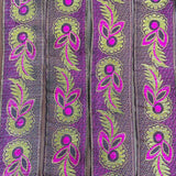 Per Metre, Metallic Trimming, 45mm Wide (Purple & Gold)