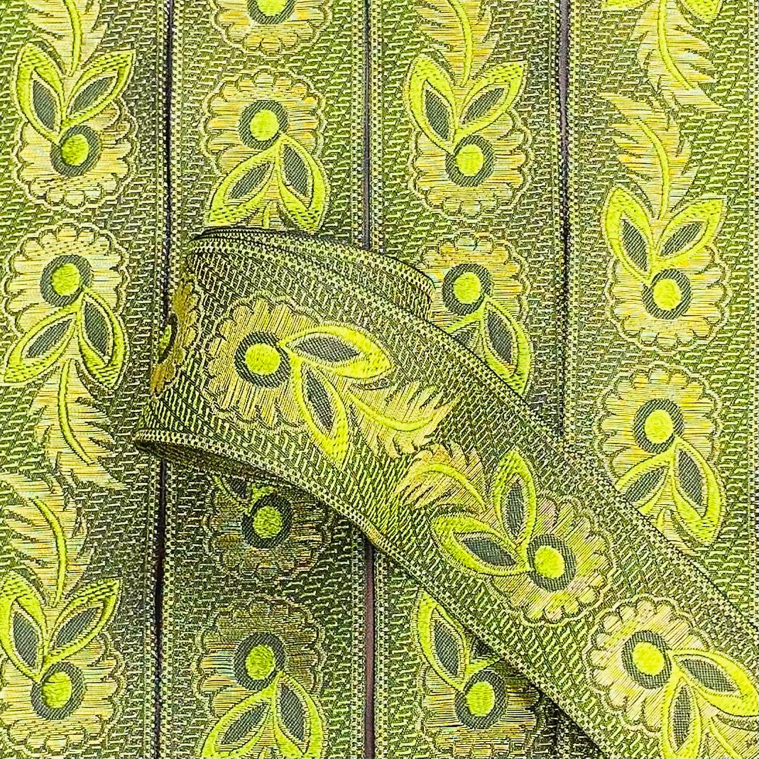 Per Metre, Metallic Trimming, 45mm Wide (Green & Gold)