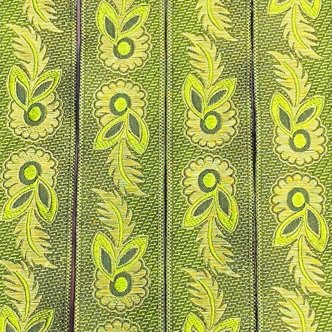 Per Metre, Metallic Trimming, 45mm Wide (Green & Gold)