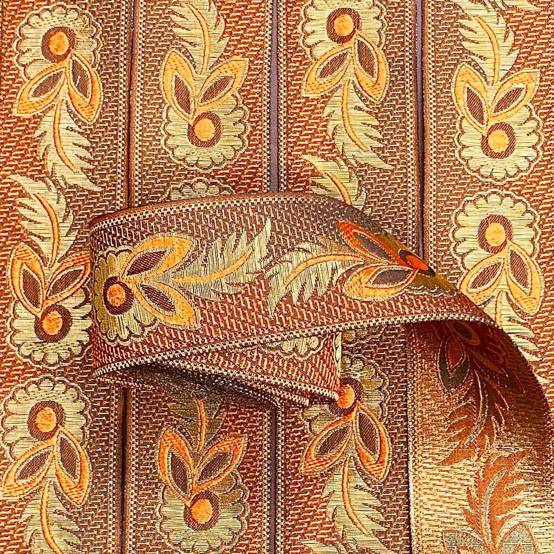 Per Metre, Metallic Trimming, 45mm Wide (Orange & Gold)