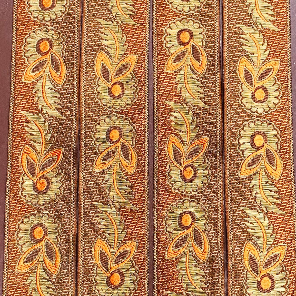 Per Metre, Metallic Trimming, 45mm Wide (Orange & Gold)