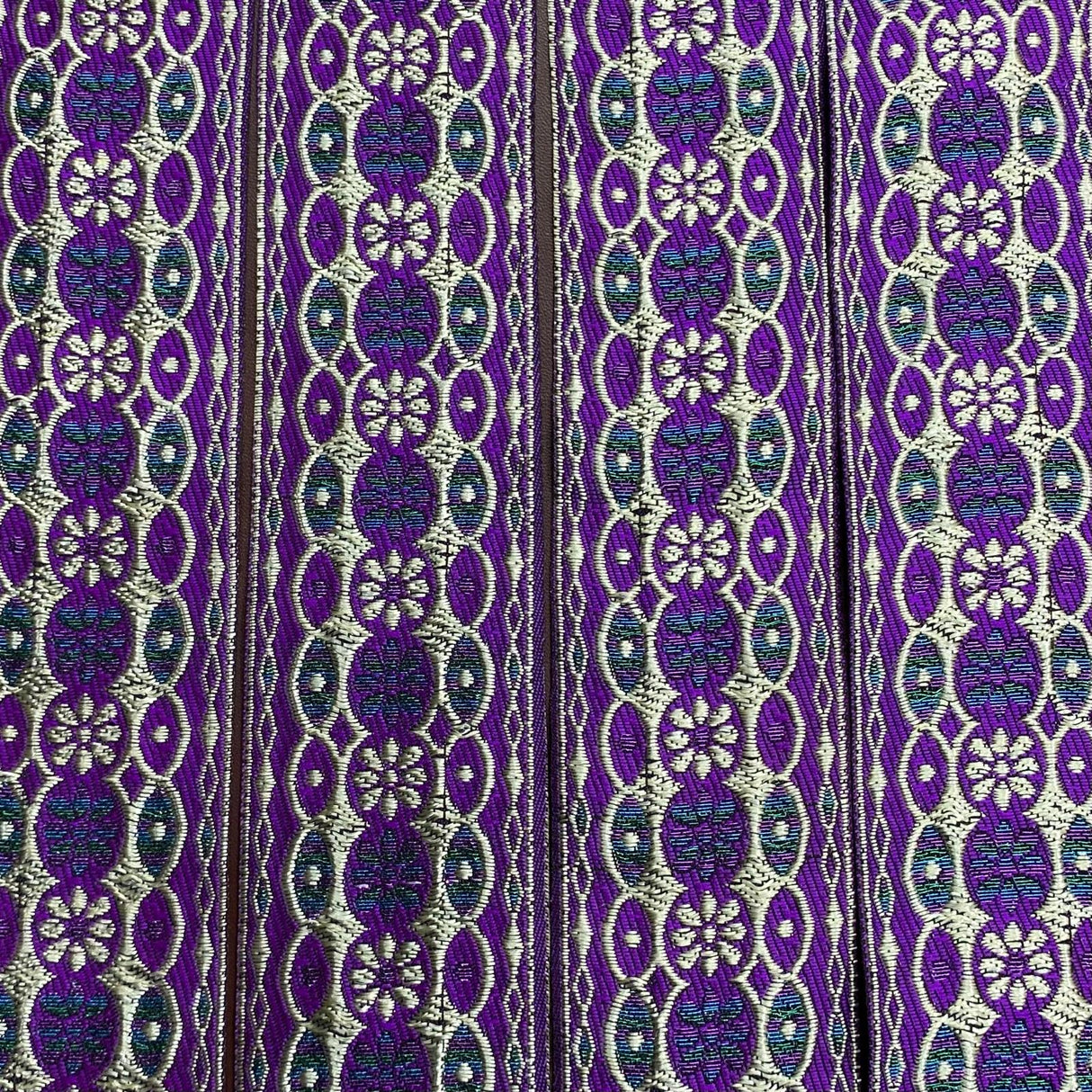 Per Metre, Metallic Trimming, 45mm Wide (Purple & Light Gold)