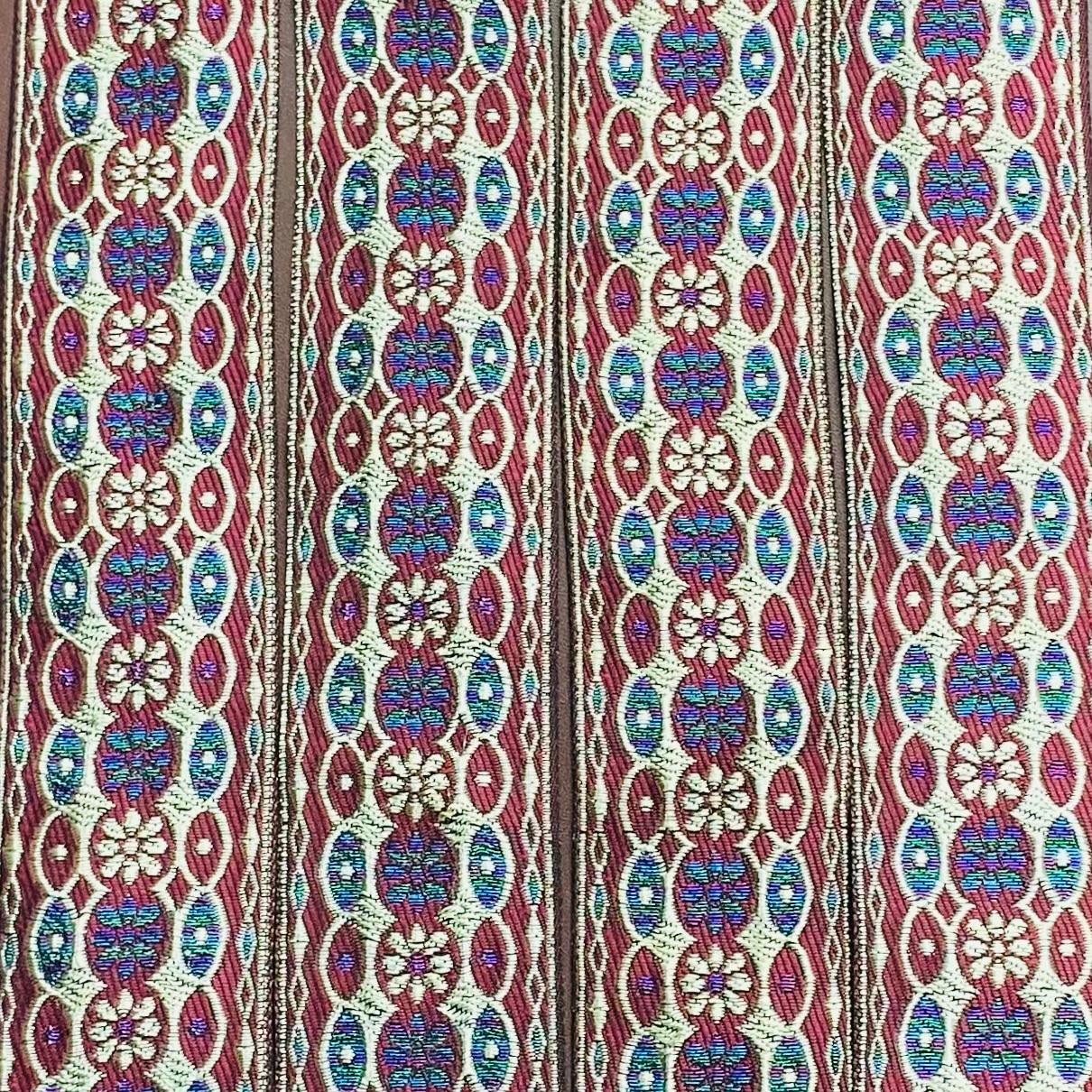 Per Metre, Metallic Trimming, 45mm Wide (Red & Light Gold)