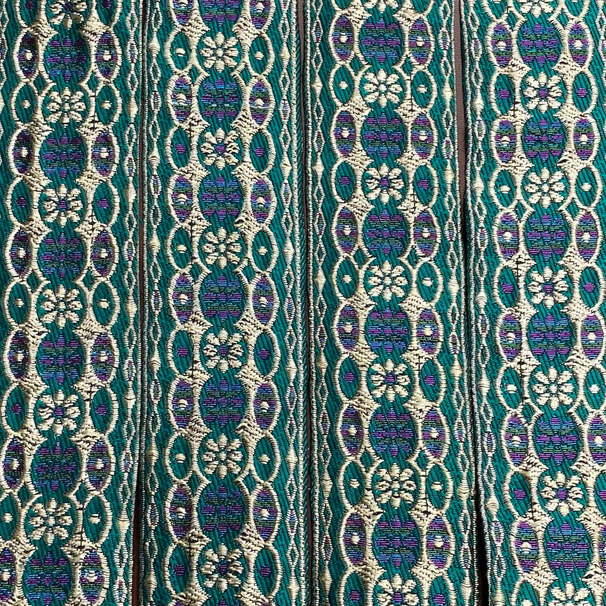 Per Metre, Metallic Trimming, 45mm Wide (Emerald & Light Gold)