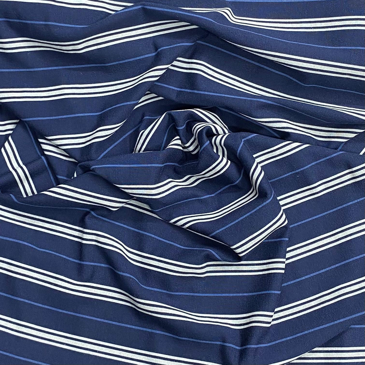 3 Metre Luxurious Soft Viscose Jersey - 60"-  (Navy Stripes)