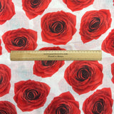 1.8 Metre Super Soft Pashmina Fabric - 37"-  (Red Roses)