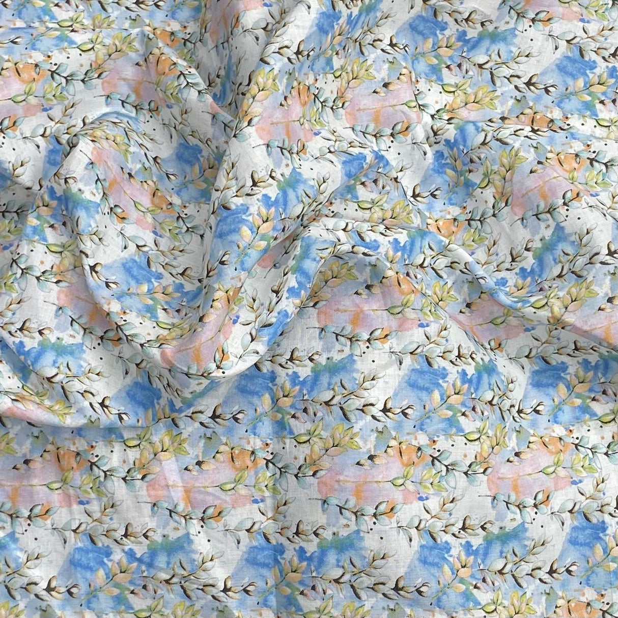 Per Metre Luxury Dressmaking 100% Digital Printed Cotton Lawn- 55" (Garden)