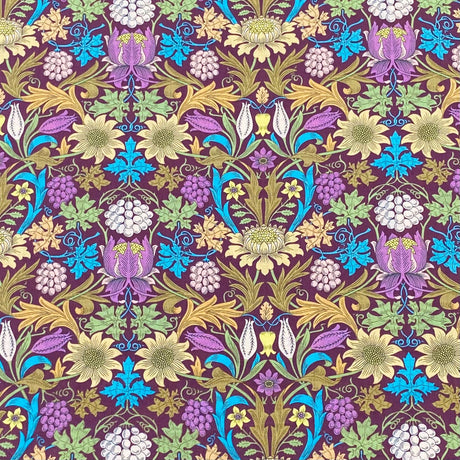 Per Metre Luxury Dressmaking 100% Digital Printed Cotton Lawn- 55" (Purple)