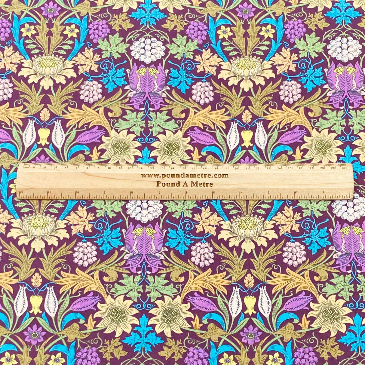 Per Metre Luxury Dressmaking 100% Digital Printed Cotton Lawn- 55" (Purple)