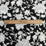Per Metre Luxury Dressmaking 100% Digital Printed Cotton Lawn- 55" (Black)